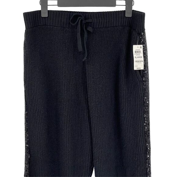 INC‎ International Concepts Sequined Knit Jogger Pants Women XL Deep Black NWT - Picture 2 of 7